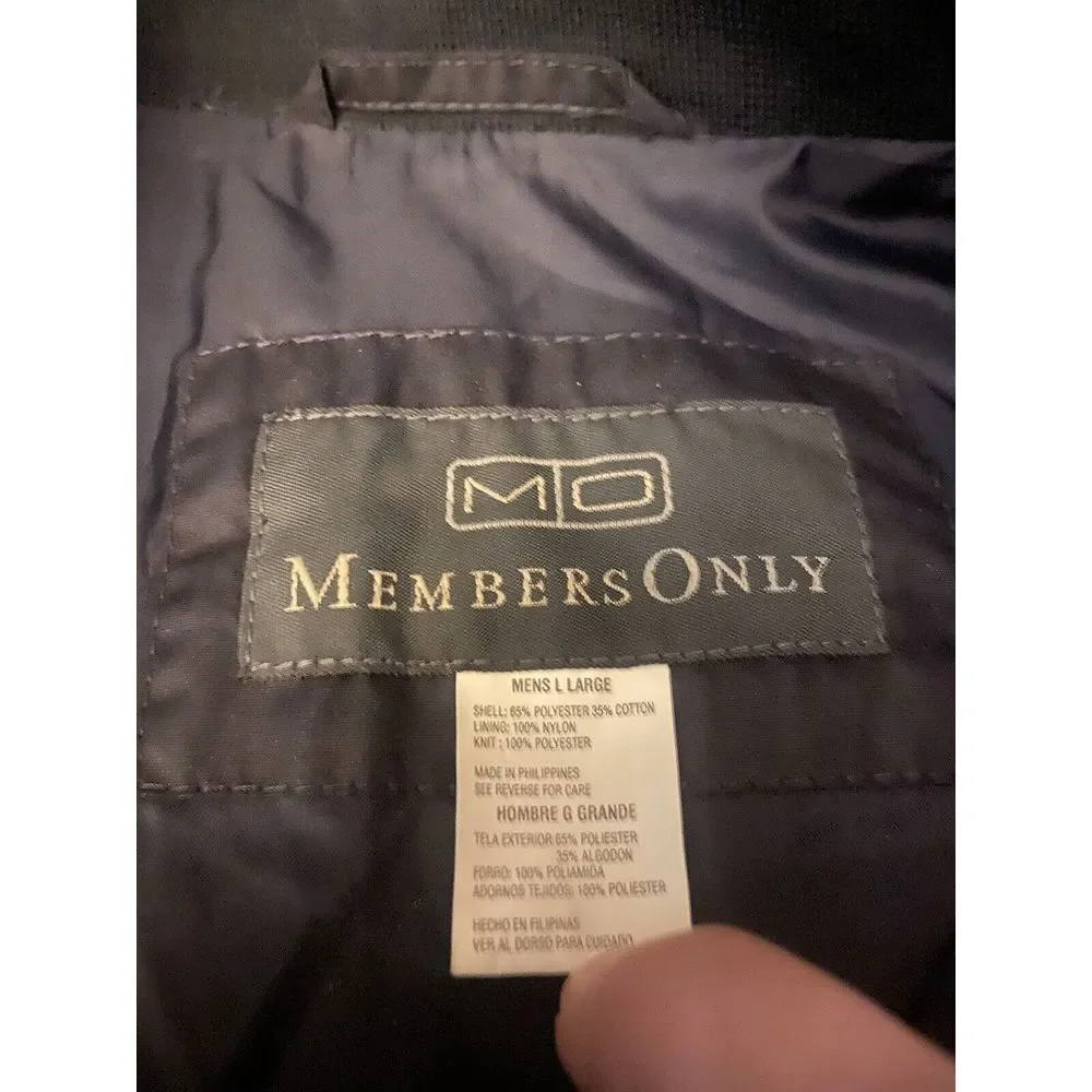 Members Only Mens Jacket Size Large‎ Navy Blue Vtg EUC Pockets Elastic Waist D
